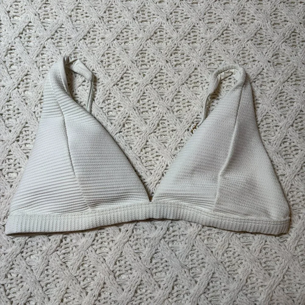 L*Space Ribbed Triangle Bikini Top – White Women’s Size M‎ - NWOT